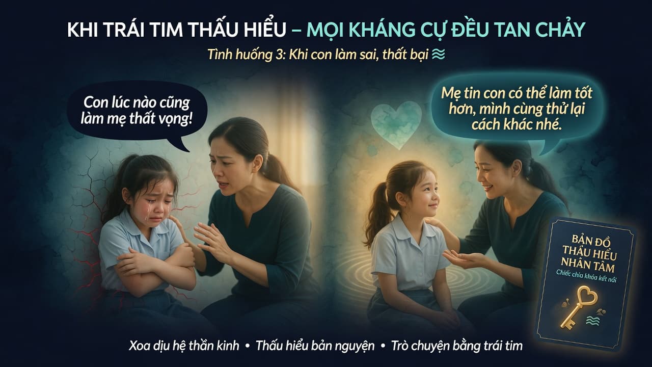 Tình huống 3 — Khi con làm sai, thất bại